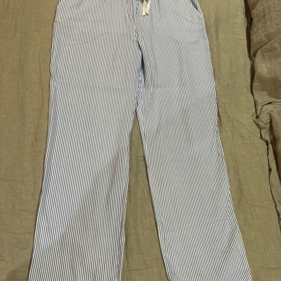 Magnolia Grace Stretch Linen Pull On Pants in Blue and White Stripes Size L - Picture 5 of 5